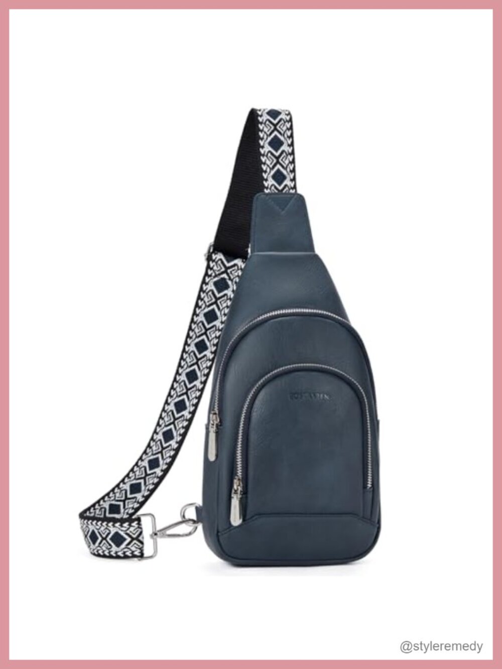 Faux Leather Sling Bag for Women Crossbody with Adjustable Guitar Strap